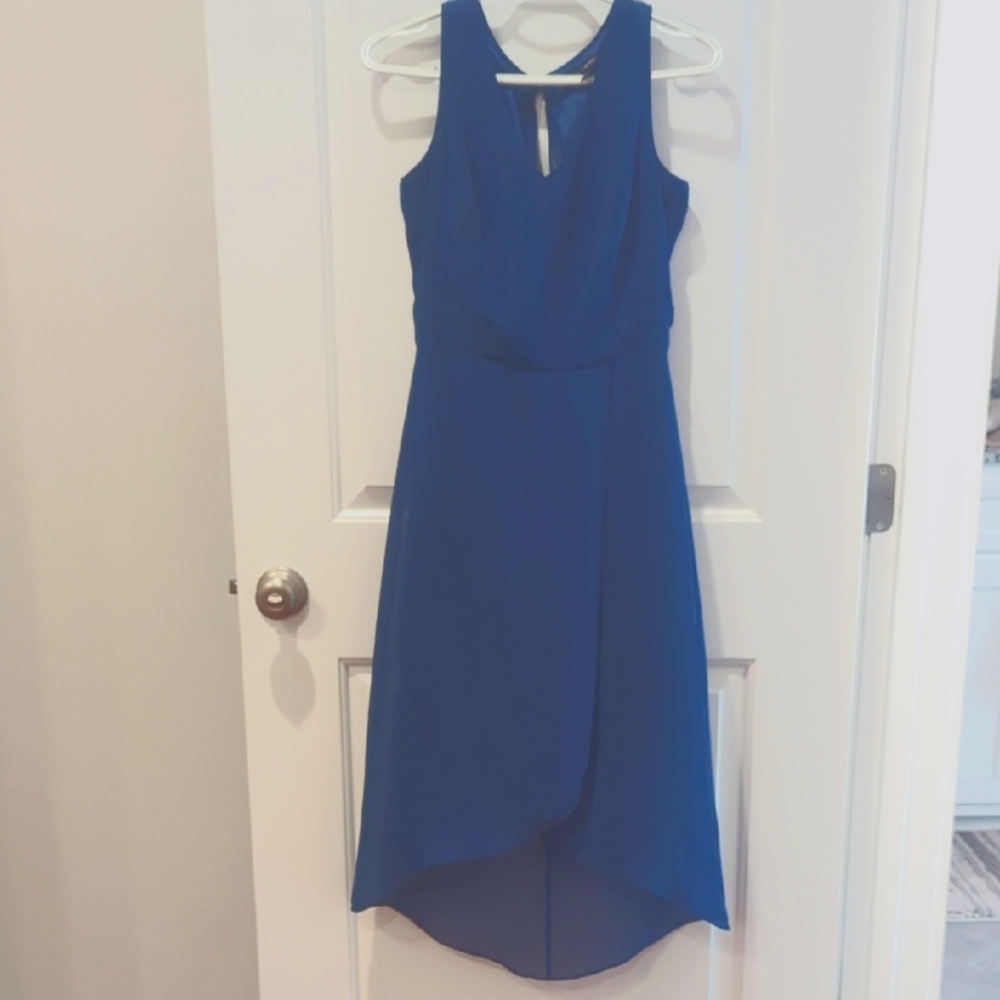 White House Black Market Blue Asymmetrical High-Low Dress